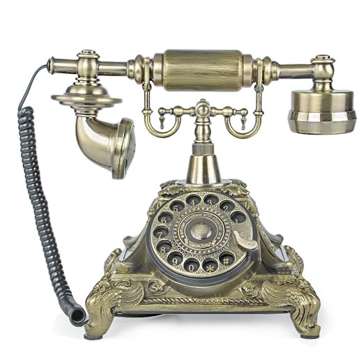LNC Bronze LNC Retro Vintage Antique Style Rotary Dial Desk Telephone Phone Home Living Room Decor