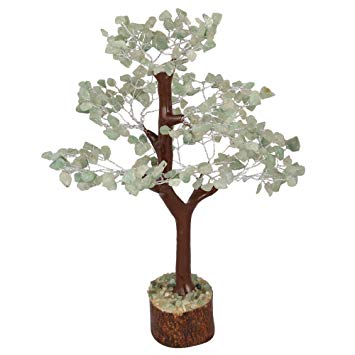 Crocon Green Jade Gemstone Money Tree Feng Shui Bonsai for Reiki Healing Chakra Stone Balancing Energy Generator Spiritual Meditation Home Interior Office Decor Size 10-12 Inch