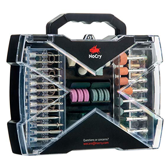 NoCry Rotary Tool Accessory Kit - 152 Piece 1/8 Inch Shank Bit Set Including Collets, Sanding Bands, Grinding Wheels, Cutoff Wheels, and Diamond Cutting Discs