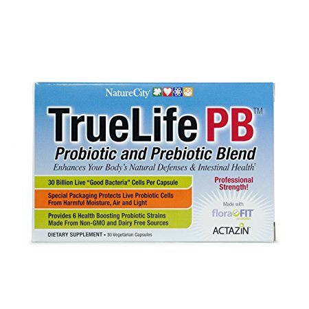 TrueLife PB Probiotic and Prebiotic Blend - 30 Billion Dairy Free CFUs Per Capsule -30 Delayed Release DRcaps® (Single Pack)
