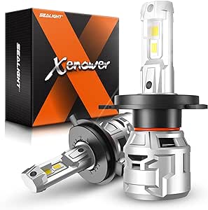 SEALIGHT H4 9003 HB2 LED Headlight Bulbs, 22000 Lumen 80W 6500K Cool White LED Bulbs Conversion Kits, 7 Years Lifespan X5 Upgrade Temperature Control and Adjustable Light Shape - Pack of 2