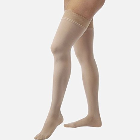 Jobst Relief 30-40 Thigh High Closed Toe Stockings with Silicone Band, Beige, X-Large