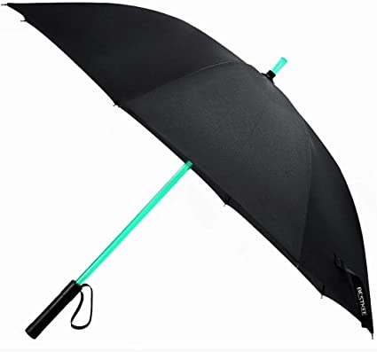 BESTKEE Lightsaber Umbrella LED Light up Golf Umbrellas with 7 Color Changing On The Shaft/Built in Torch at Bottom