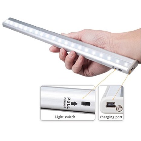 SinoPro Portable 20-LED Wireless Motion Sensor Closet Under Cabinet LED Night Light for Closet Attics Hallway Washroom with Adhesive Strip Cool White