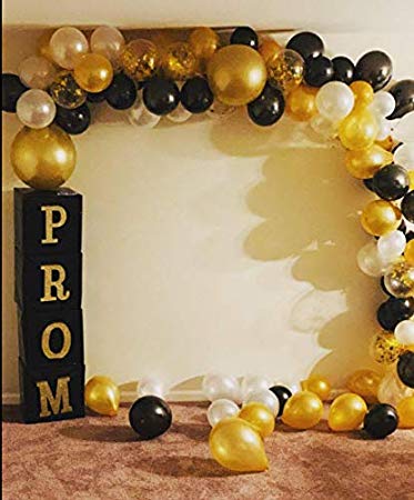 Large White Black and Gold Balloon Garland Arch Kit - Perfect Ballons for Baby or Wedding Shower Party Decorations - Giant Gold Black and White Baloon Arch Kits Wall Balloons