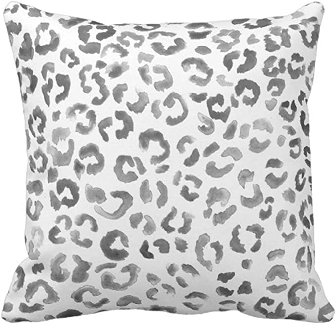 Emvency Throw Pillow Cover Leopard Print Pattern Black Watercolor Hand Paint Decorative Pillow Case Animal Home Decor Square 18 x 18 Inch Cushion Pillowcase