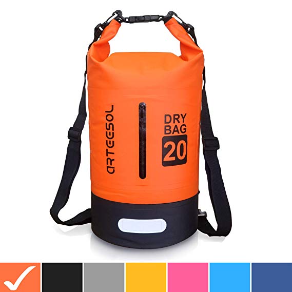 Waterproof Dry Bag, Arteesol Ultralight PVC Dry Sack 5L/10L/20L/30L Waterproof Backpack with Double Shoulder Strap for Outdoor Water Sports Boating Hiking Kayaking Canoeing Fishing