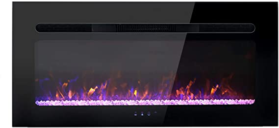 Sophia & William 36" Electric Fireplace Recessed and Wall Mounted, Noiseless Electric Heater with Remote Control & Touch Screen for 2 x 4 and 2 x 6 Stud, Flame Color & Speed Adjustable