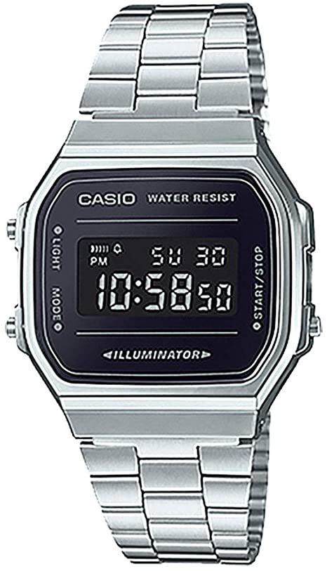 Casio A168WEM-1V Men's Youth Collection Mirror Dial Alarm Chronograph Illuminator Digital Watch