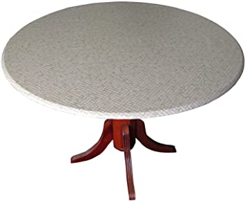 Fitted Tablecloth,Table Cover,tablecover with The Look of Exotic Roman Tile in Neutral Beige Tones. Made in USA.