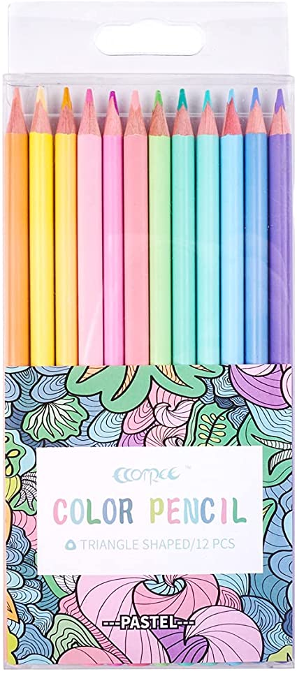 Macaron Colored Pencils, soften wood, Pastel coloring for adult and kids, Pack of 12