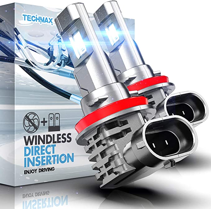 TECHMAX H11 LED Headlight Bulb,Windless Direct Insertion 50W 6500K Xenon White CREE Chips H8 H9 of 2