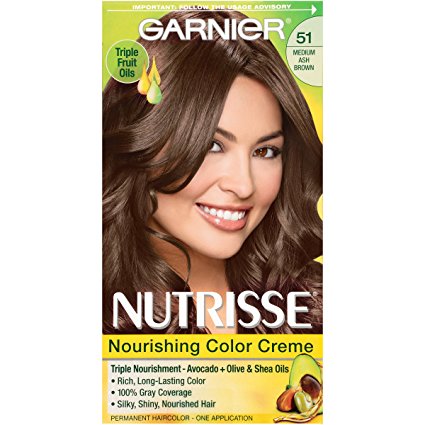 Garnier Nutrisse Nourishing Color Creme, 51 Medium Ash Brown (Cool Tea) (Packaging May Vary)