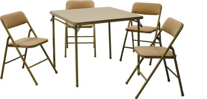 Cosco Products 5-Piece Folding Table and Chair Set Tan