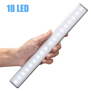 Moston 18 LED USB Rechargeable Magnetic Motion Sensor,Cabinet&Closet&Wardrobe&Kitchen Lights,Auto On/Off.Portable,Cordless Night Light,Built in 1000mAh Lithium Battery,Which Can Be Stuck Anywhere