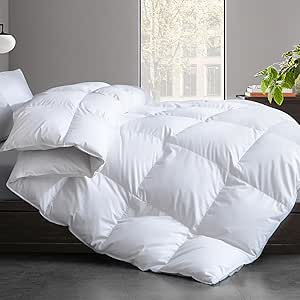 Cosybay Feather Comforter Filled with Feather & Down - Lightweight White Full Size Duvet Insert- Luxurious Hotel Bedding Comforters with 100% Cotton Cover - Full 82 x 86 Inch