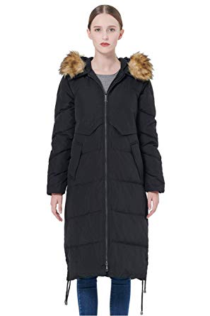 Orolay Women's Winter Drawstring Down Coat Removable Faux Fur