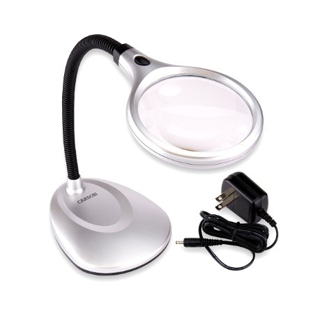Carson DeskBrite200 LED Lighted 2x Magnifier and Desk Lamp for Hobby Crafts Inspection Reading Books Magazines Newspapers Model Building Soldering Jewelry Design Needlepoint Sewing and More LM-20 LM-20MU