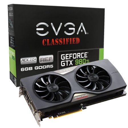 EVGA GeForce GTX 980 Ti 6GB CLASSIFIED GAMING ACX 2.0 , Whisper Silent Cooling Graphic Card 06G-P4-4997-KR