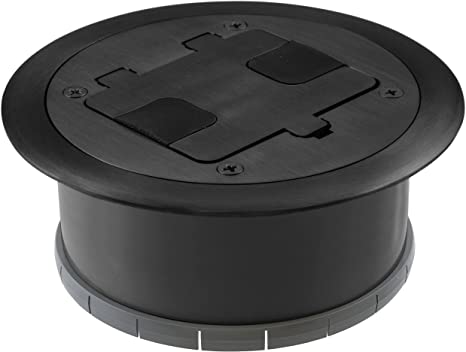Bryant Electric RF406BK Floor Box Kit with 15A 125V Outlet Included, Black