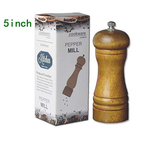 Livoty Pepper Spice Salt Mill Shaker Grinder Manual Muller Kitchen Tool Wooden,Spice Grinder with Adjustable Coarseness, Ceramic Rotor, Tall Salt and Pepper Shaker