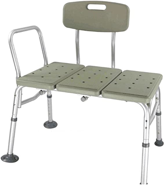 Azadx Bath Chair, Adjustable Handicap Shower Chair Seat Bench Transfer Bench with Arms and Backs, 3 Blow Molding Plates Aluminium Alloy for Seniors Elderly Baby Bathtub Lift Chair (Gray)