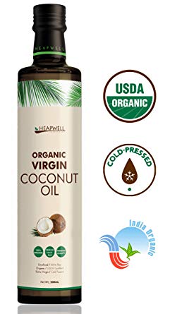 Heapwell USDA Certified Organic Raw Virgin Cold Pressed Coconut Oil (500ml)