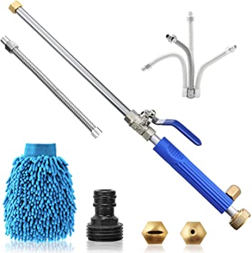 CAVEEN Jet Car Washer Power Hose Nozzle, Jet High Pressure Power Washer, Magic High Pressure Wand with 2 Nozzles, 1 Extended Flexible Wand, Cleaning Glove for Garden Car Washing Glass Window Cleaning