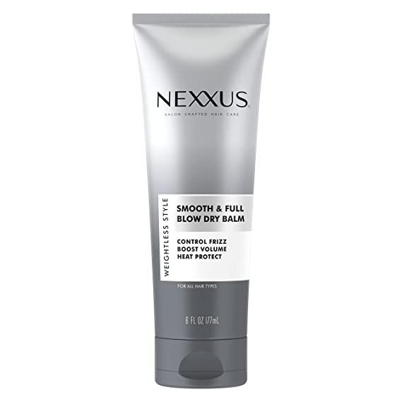 Nexxus Smooth and Full Blow Dry Balm Frizz Control, Volume and Heat Protect Weightless Style Styling Dry Balm for Smooth and Full Hair 6 oz