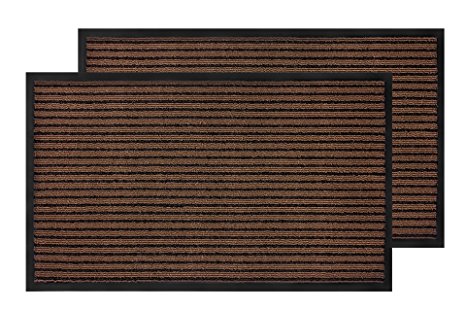 2 Pack- Bertte Super Absorbent Entrance Doormat Eco- Friendly Indoor/ Outdoor Shoe Scraper Floor Mat- 18"x 30", Brown- Pack of 2