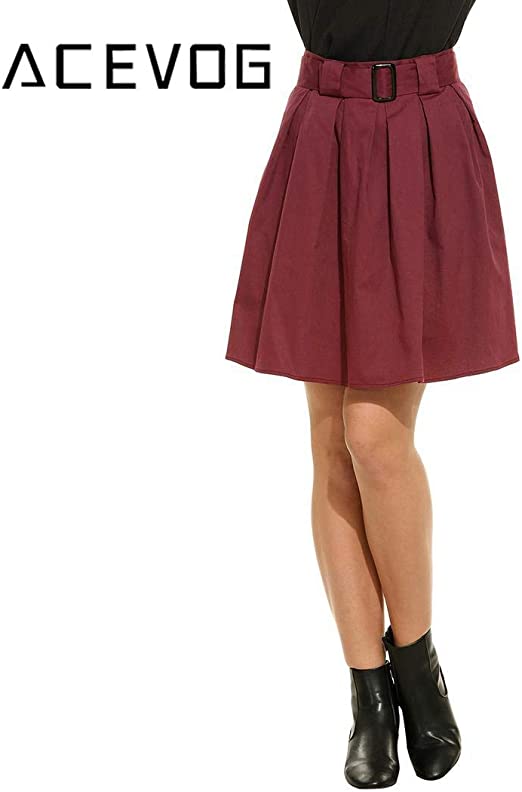 ACEVOG Women's Elastic High Waist Chiffon Bowknot Pleated A-line Flare Midi Skirt