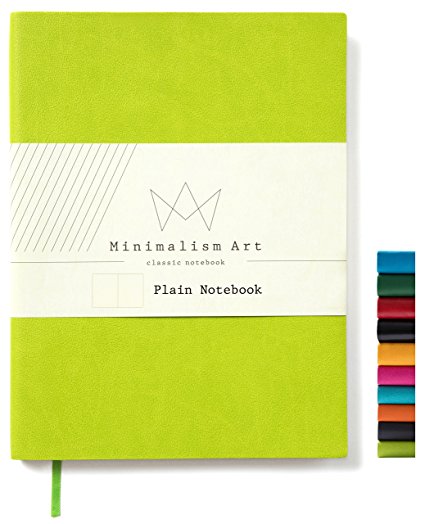 Minimalism Art | Soft Cover Notebook Journal, Size: 7.6" X 10"; B5 , Lime Green, Plain/Blank Page, 192 Pages, Fine PU Leather, Premium Thick Paper - 100gsm | Designed in San Francisco