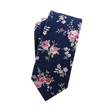 Mantieqingway Men's Cotton Printed Floral Neck Tie