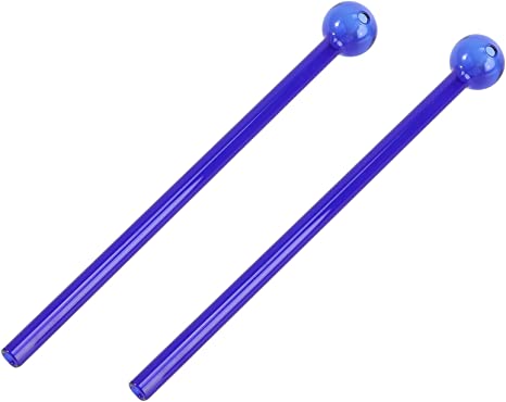 DOITOOL 2PCS Glass Drinking Straws Round Head Glass Straws Drinking Reusable, Novelty Straight Glass Straws for Juice, Milk Tea, Smoothie, Milk or Cocktail Drinks for Party Favor (Dark Blue)