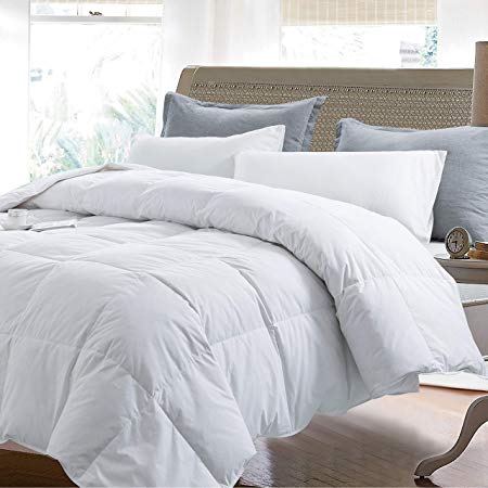 Yalamila Lightweight Down Comforter with Corner Tabs-All Season Quilted Duvet Insert Bedding-Goose Duck Down Feather Filling-White Stand Alone Comforter-Twin
