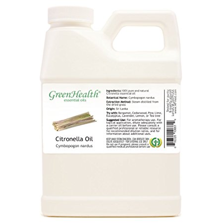 Citronella – 16 fl oz (473 ml) Plastic Jug w/ Cap – 100% Pure Essential Oil – GreenHealth