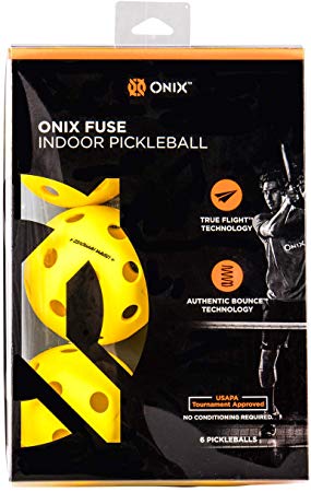 Escalade Onix Fuse Indoor Pickleballs, Yellow (pack of 6)