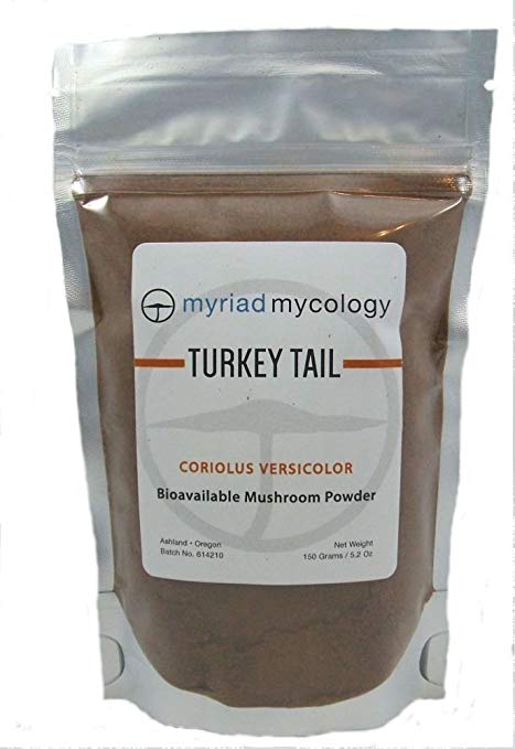 Myriad Mycology Turkey Tail Mushroom Powder 5.2oz or 150g, Made in USA / Yun Zhi