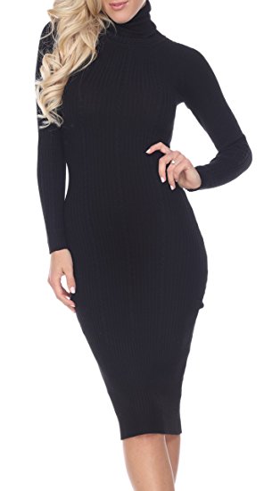 Stanzino Women's Long Sleeve Ribbed Knit Extra Stretch Sweater Dress