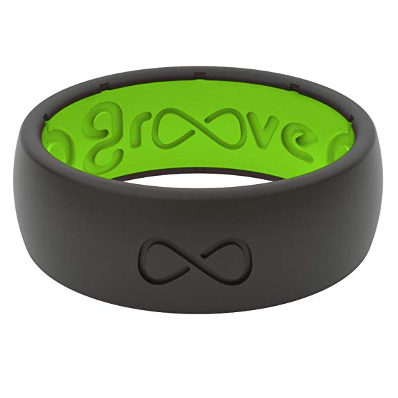 Groove Life - Silicone Ring for Men and Women Wedding or Engagement Rubber Band with Lifetime Coverage, Breathable Grooves, Comfort Fit, and Durability - Original Solid