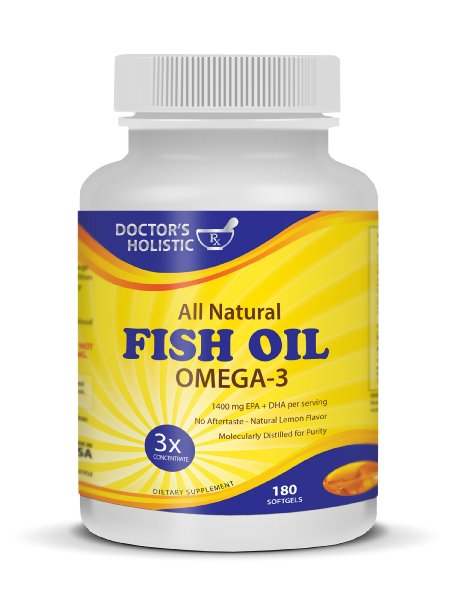 Pharmaceutical Grade Fish Oil Capsules | Aceite De Pescado | By Doctor's Holistic Rx | 180ct 1000 Mg Fish Oil Capsules | Purified Via Molecular Distillation