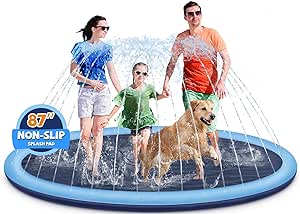 Splash Pad for Kids and Dogs, Extra Large Splash Pad for Toddlers 1-3 and Kids Ages 4-8, Non Slip Thicken Sprinkler Dog Pool Summer Outdoor Water Toys for Backyard