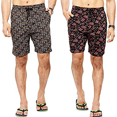 Bumchums Men's Bermuda with Pocket (Mix Print and Colour; XL) - Pack of 2