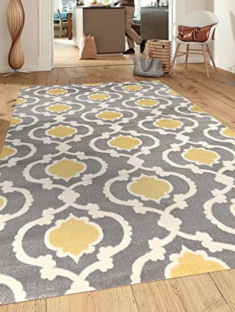 Rugshop Moroccan Trellis Contemporary Gray/Yellow 7'10" x 10'2" Indoor Area Rug