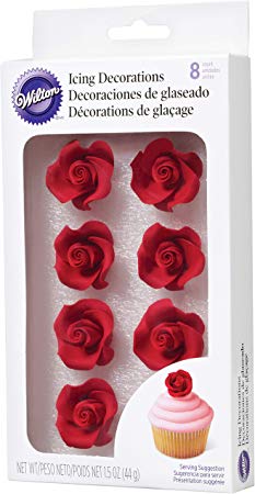 Wilton Rose Shaped Icing Decorations, 8-Count