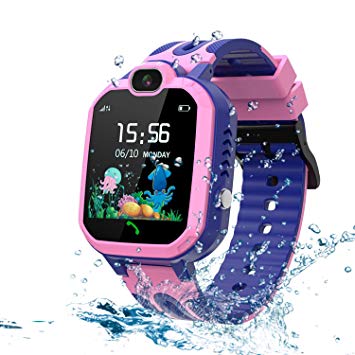 LDB Direct Kids Smart Watch,LBS/GPS Tracker SOS Call Waterproof Smartwatch Phone with Touch Screen Two Way Call Game Compatible iOS Android 2G for Boys Girls Christmas Birthday Gifts (Pink)