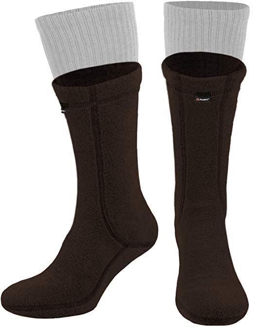 281Z Military Warm 8 inch Boot Liner Socks - Outdoor Tactical Hiking Sport - Polartec Fleece Winter Socks (Brown Bear)