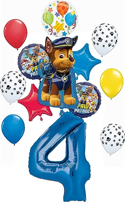 Paw Pups on Patrol Party Supplies 4th Birthday Balloon Bouquet Decorations