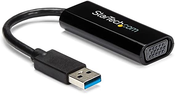 StarTech.com USB 3.0 to VGA Adapter - Slim Design - 1920x1200 - External Video & Graphics Card - Dual Monitor Display Adapter - Supports Windows (USB32VGAES)