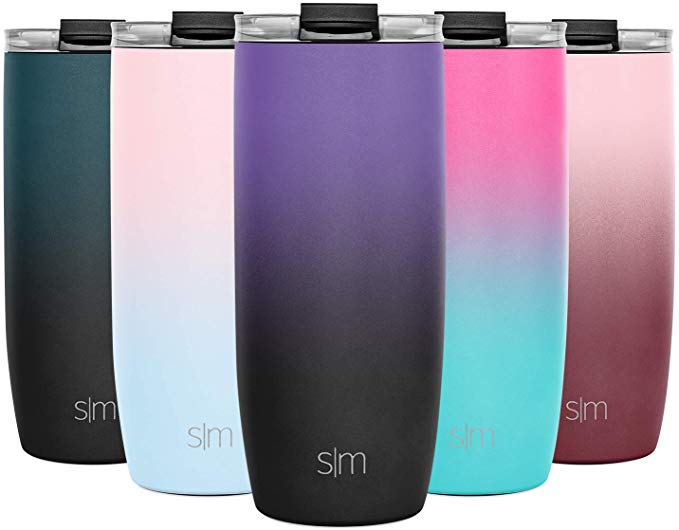 Simple Modern 20oz Voyager Travel Mug Tumbler w/Clear Flip Lid & Straw - Coffee Cup Vacuum Insulated Flask 18/8 Stainless Steel Hydro Water Bottle Ombre: Violet Sky